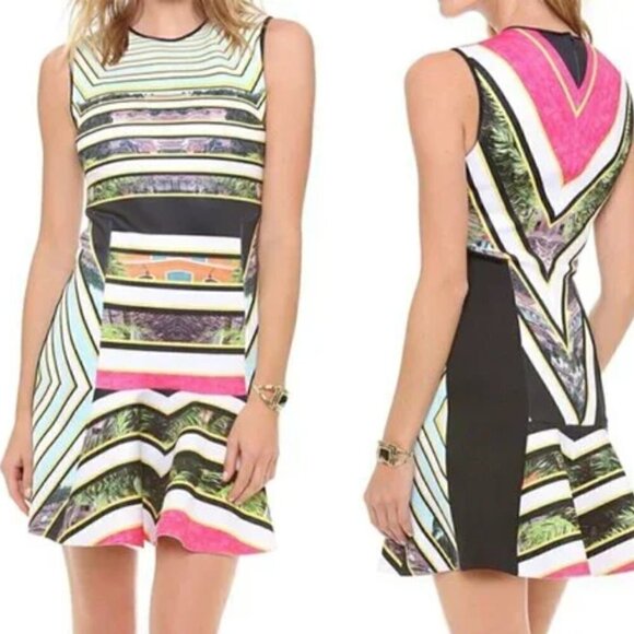 Clover Canyon Dresses & Skirts - NWOT Clover Canyon Cuban Step Sleeveless Fit Flare Flounce Neoprene Dress Small